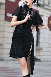 Éléments Han chinois originaux robe hanfu Lolita classique noire brodée de cheongsam